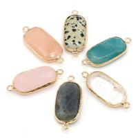 Gemstone Connector, Natural Stone, plated, DIY & faceted, more colors for choice, 15x35mm, Sold By PC