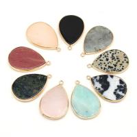 Gemstone Pendants Jewelry, Natural Stone, Teardrop, plated, DIY, more colors for choice, 26x40mm, Sold By PC