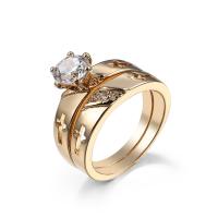 Cubic Zircon Brass Finger Ring with Cubic Zirconia gold color plated & for woman nickel lead & cadmium free Sold By PC