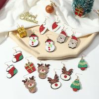 Χριστούγεννα Σκουλαρίκια, Τσόχα, με Glitter Fabric, Σχέδιο Χριστουγέννων & διαφορετικά στυλ για την επιλογή, 20x10x37mm, 10Ζεύγη/Παρτίδα, Sold Με Παρτίδα