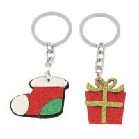 Bag Purse Charms Keyrings Keychains, Felt, with Glitter Fabric, Christmas Design & different styles for choice, 12.5cm,11.3cm,10.8cm,10cm,9.8cm,9.6cm,10.5cm,8.6cm, 10Sets/Lot, Sold By Lot