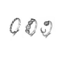 Ensemble d’anneau en alliage de zinc, trois pièces & bijoux de mode & pour femme, protéger l'environnement, sans nickel, plomb et cadmium, Vendu par fixé