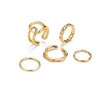 Cink Alloy Ring Set, Cink ötvözet, 5 darab & divat ékszerek & a nő, aranysárga, nikkel, ólom és kadmium mentes, Által értékesített Set