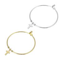 Stainless Steel Bangle, Cross, plated, for woman, more colors for choice, 9*15mm,2mm, Inner Diameter:Approx 61mm, Sold By PC