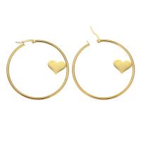 Stainless Steel Hoop Earring, for woman, golden, 50x53mm, Sold By Pair
