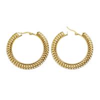 Stainless Steel Hoop Earring, for woman, golden, 49x50mm, Sold By Pair