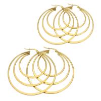 Stainless Steel Hoop Earring, different size for choice & for woman, golden, Sold By Pair