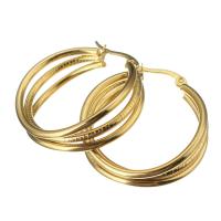 Stainless Steel Hoop Earring for woman golden Sold By Pair