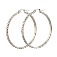Stainless Steel Hoop Earring, for woman, original color, 44x46mm, Sold By Pair