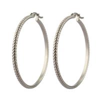 Stainless Steel Hoop Earring, for woman, original color, 44x46mm, Sold By Pair
