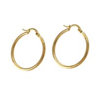 Brass Hoop Earring, Round, for woman, original color, 30x28x2mm, Sold By PC