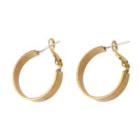 Brass Hoop Earring, Round, for woman, original color, 28x22x5mm, Sold By PC