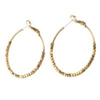 Brass Hoop Earring, Round, for woman, original color, 44x30x2mm, Sold By PC