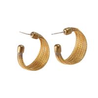 Brass Hoop Earring, Dome, for woman, original color, 34x27x10mm, Sold By PC