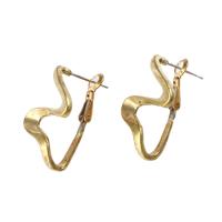 Brass Hoop Earring, for woman, original color, 28x19x13mm, Sold By PC