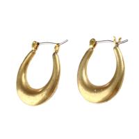 Brass Hoop Earring, Letter U, for woman, original color, 24x18x4mm, Sold By PC