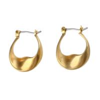 Brass Hoop Earring, Letter U, for woman, original color, 21x16x4mm, Sold By PC