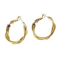 Brass Hoop Earring, Round, for woman, original color, 30x26x4mm, Sold By PC