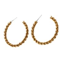 Brass Hoop Earring, Round, for woman, original color, 41x40x4mm, Sold By PC