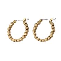 Brass Hoop Earring, Round, for woman, original color, 24x20x3mm, Sold By PC