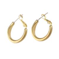 Brass Hoop Earring, Round, for woman, original color, 26x21x2mm, Sold By PC
