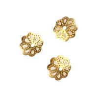 Brass Bead Cap, Flower, original color, 9mm, Sold By PC