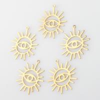Латунные ювелирные кулоны, Латунь, солнце, с рисунком глаз, Золотой, 25x23x1mm, продается PC