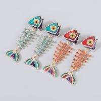 Rhinestone Earring, Tibetan Style, Fish Bone, fashion jewelry & for woman & with rhinestone, more colors for choice, Sold By Pair