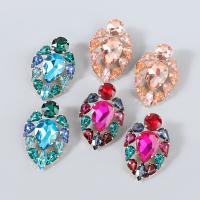 Pendientes de Diamantes de Imitación, aleación de zinc, Joyería & para mujer & con diamantes de imitación, más colores para la opción, Vendido por Par