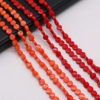 Natural Coral Beads, Flat Round, DIY, more colors for choice, 6x6x3mm, Sold Per Approx 38 cm Strand