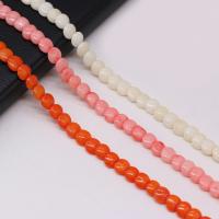 Naturlige koral perler, Button Shape, du kan DIY, flere farver til valg, 3x6mm, Solgt Per Ca. 38 cm Strand
