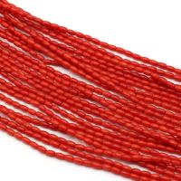 Natural Coral Beads, Drum, DIY, red, 3x6mm, Sold Per Approx 38 cm Strand