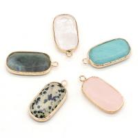 Gemstone Pendants Jewelry Natural Stone Rectangle plated DIY & faceted Sold By PC