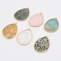 Gemstone Pendants Jewelry Natural Stone Teardrop plated DIY Sold By PC