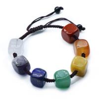 Bracelets de pierres précieuses, Cristal naturel, avec pierre gemme, cube, poli, d’autres effets, couleurs mélangées, 12x12mmuff0c6mm, Longueur 38 cm, Vendu par PC