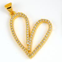 Cubic Zirconia Micro Pave Brass Pendant, Heart, plated, DIY & micro pave cubic zirconia, more colors for choice, 30x22mm, Sold By PC