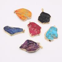 Natural Imperial Jasper Pendants, Impression Jasper, irregular, plated, DIY, more colors for choice, 30-50mm, Sold By PC