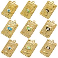 Brass Jewelry Pendants, Rectangle, plated, evil eye pattern & different designs for choice & enamel, more colors for choice, 13x21mm, Hole:Approx 1.2mm, Sold By PC