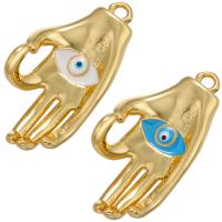 Brass Jewelry Pendants, Hand, plated, evil eye pattern & enamel, more colors for choice, 11x21mm, Hole:Approx 1.2mm, Sold By PC