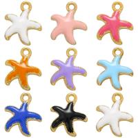 Brass Jewelry Pendants, Starfish, 18K gold plated, enamel, more colors for choice, 13.50x15mm, Hole:Approx 1.5mm, Sold By PC