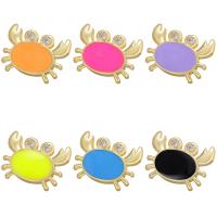 Brass Jewelry Pendants, Crab, 18K gold plated, micro pave cubic zirconia & enamel, more colors for choice, 14.50x11mm, Hole:Approx 1.2mm, Sold By PC