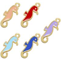 Brass Jewelry Pendants, Seahorse, 18K gold plated, enamel, more colors for choice, 6x16mm, Hole:Approx 1mm, Sold By PC