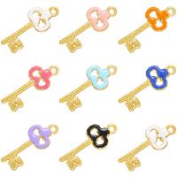 Brass Jewelry Pendants, Key, 18K gold plated, enamel, more colors for choice, 27x11mm, Hole:Approx 1.8mm, Sold By PC