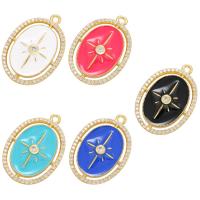 Cubic Zirconia Micro Pave Brass Pendant, 18K gold plated, micro pave cubic zirconia & enamel, more colors for choice, 18x26mm, Hole:Approx 1.5mm, Sold By PC