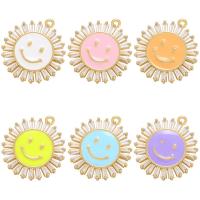 Cubic Zirconia Micro Pave Brass Pendant, Sun, 18K gold plated, micro pave cubic zirconia & enamel, more colors for choice, 20x22mm, Hole:Approx 1.2mm, Sold By PC