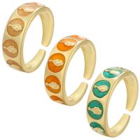 cobre Cuff Ring Finger, 18K banhado a ouro, Ajustável & esmalte, Mais cores pare escolha, 20.50x7mm, Diametro interno:Aprox 17mm, vendido por PC