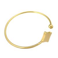 acciaio inox braccialetto da polso, per la donna, dorato, 17*17mm,3mm, Diametro interno:Appross. 59mm, Venduto da PC