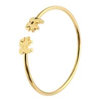 aço inoxidável abertura da pulseira, para mulher, dourado, 11*12mm,3mm, Diametro interno:Aprox 57mm, vendido por PC