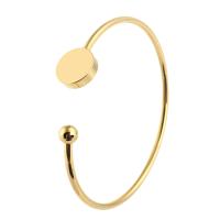aço inoxidável abertura da pulseira, para mulher, dourado, 13*13mm,3mm, Diametro interno:Aprox 59mm, vendido por PC