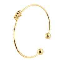 Stainless Steel Cuff Bangle, Crown, for woman, golden, 13*9mm,2mm, Inner Diameter:Approx 60mm, Sold By PC